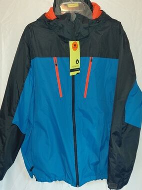 Xersion Men’s Blue and Black Waterproof Hooded Jacket #2444